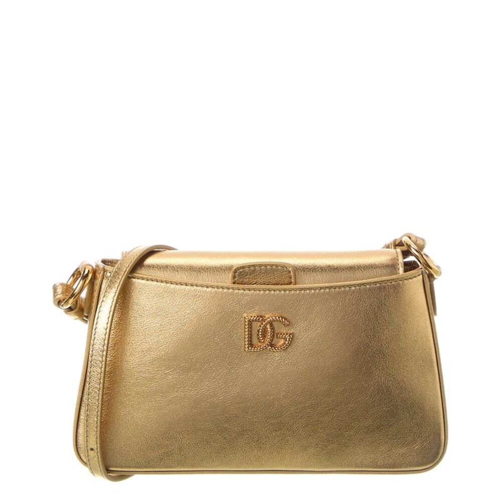 Dolce & Gabbana Laminated Leather Phone Bag, Gold